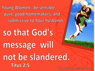 Titus 2:5 Young Women Be Sensible So God's Message Is Not Slandered (orange)